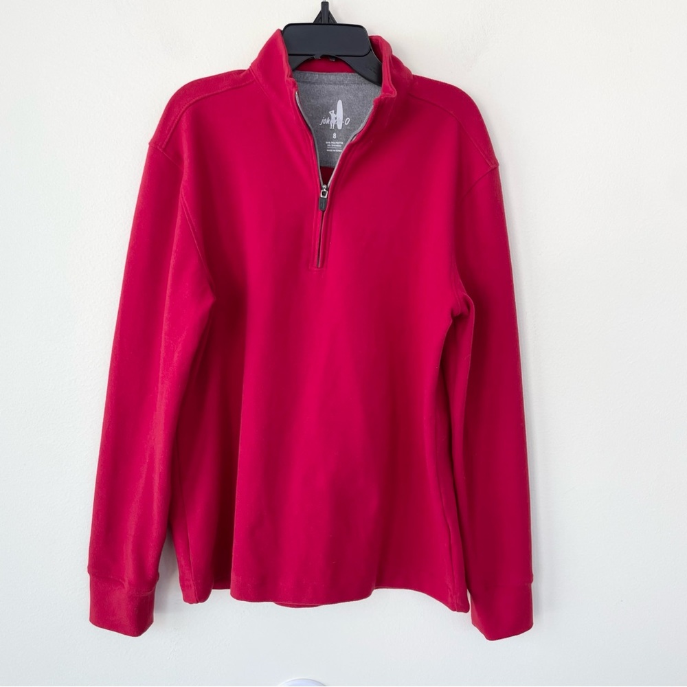 Johnnie-O 1/4 Zip Pullover Sweatshirt in Crimson Red size 8